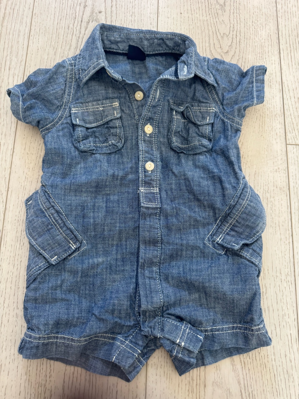 GAP Blue Denim Short-Sleeve Romper